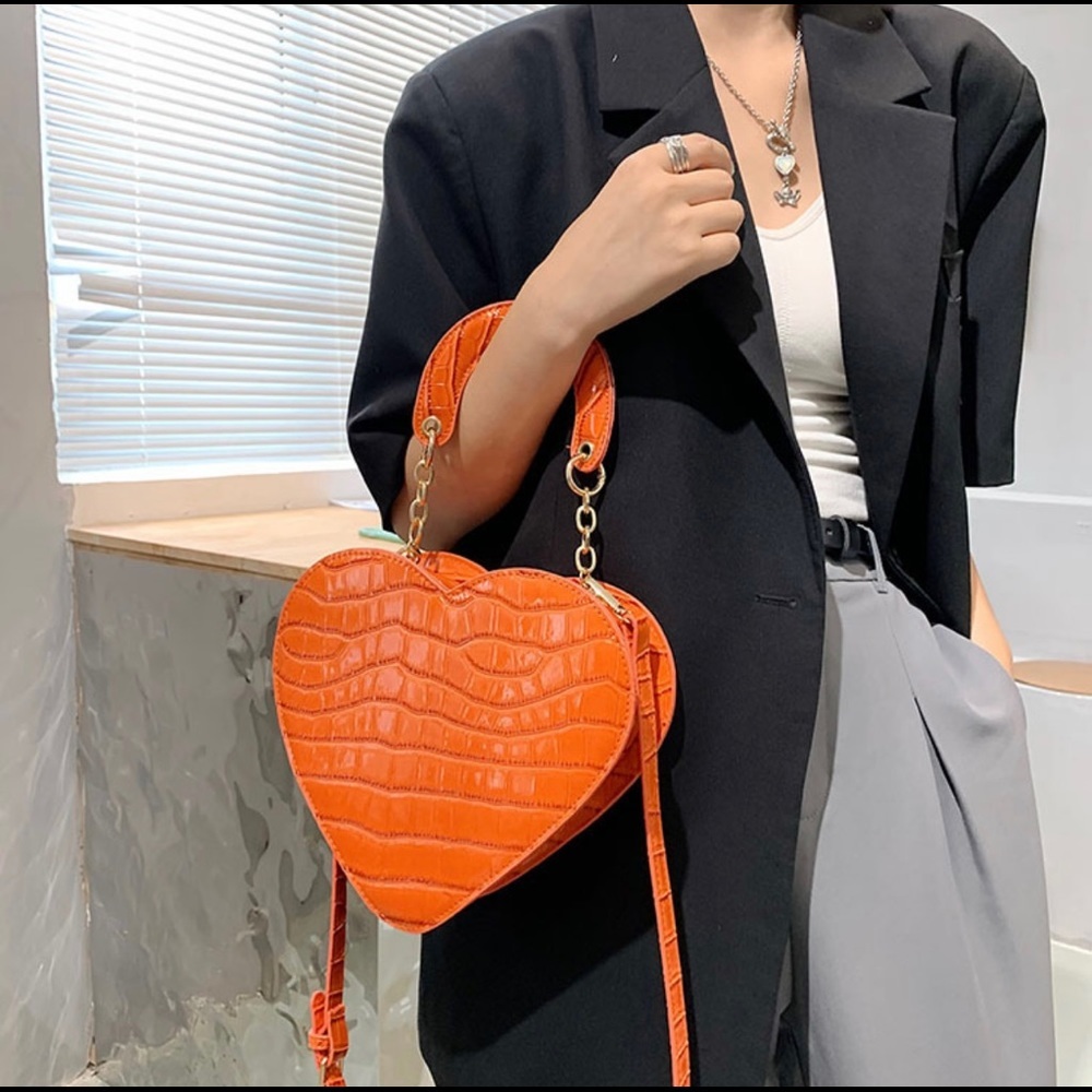 Orange Heart shaped Crossbody Purse